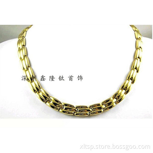 TT79 Gold Titanium Necklace with magnets (vacuum plating)
